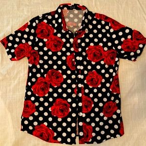 SSLR Men’s collection roses and polkadots button down shirt